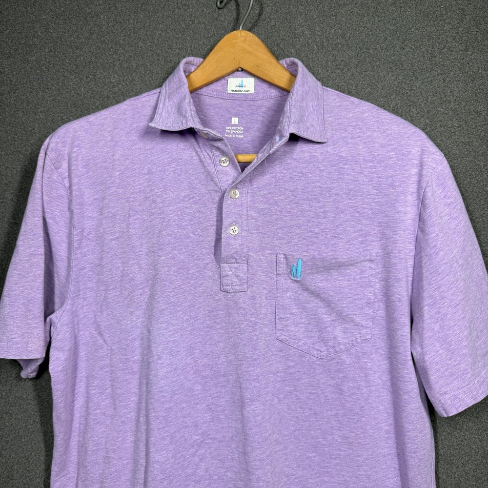 Johnnie-O Hangin' Out Mens Lavender Purple Polo Shirt Golf Preppy Stretch Size L